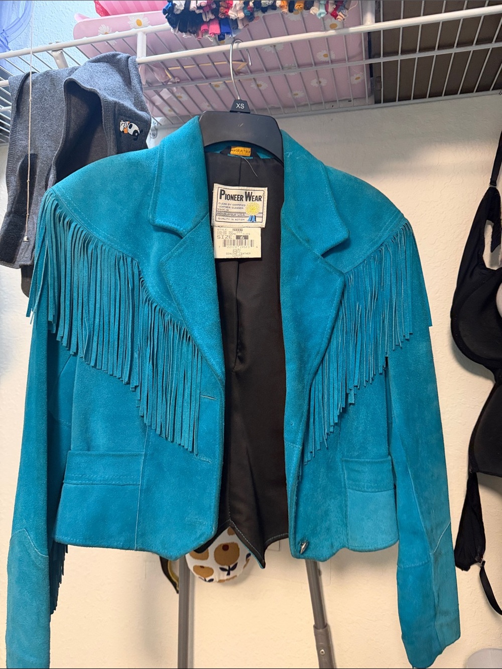 PIONEER Teal Suede Fringe Jacket - Women's